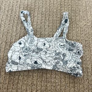 Floral navy and White swim Top